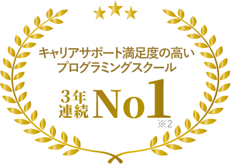 キャリアサポート満足度の高いプログラミングスクール3年連続第1位